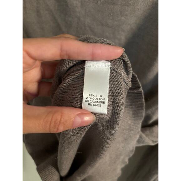 Banana Republic Sweater Men's Medium Silk Cashmere Blend Brown V Neck Pullover - Picture 6 of 8